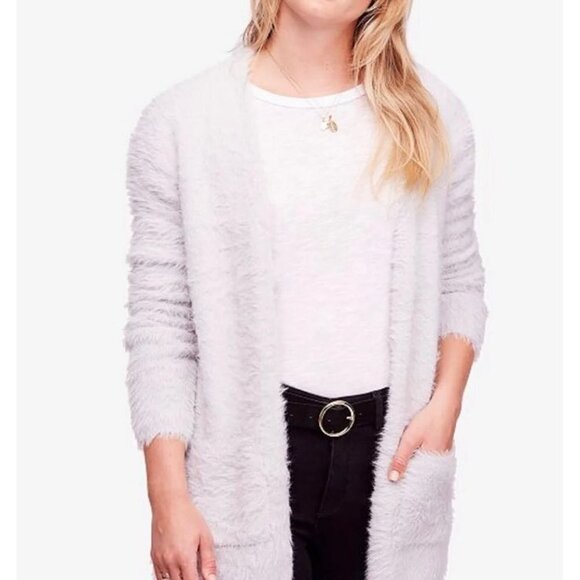 Free People grey fuzzy cardigan sweater - Picture 11 of 11
